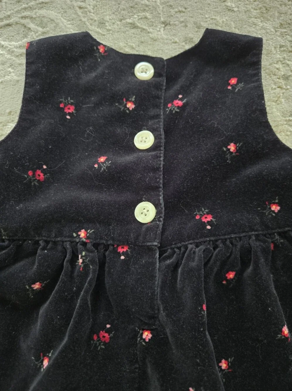 Vintage Y2k Baby Gap Black Velvet Floral Romper